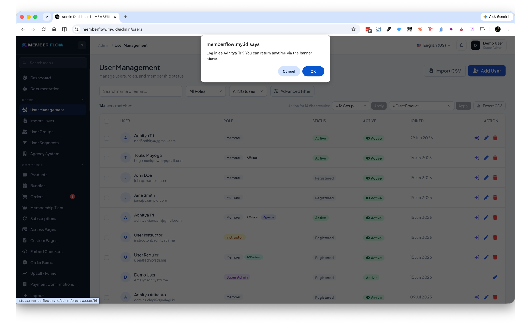 Login-as-User