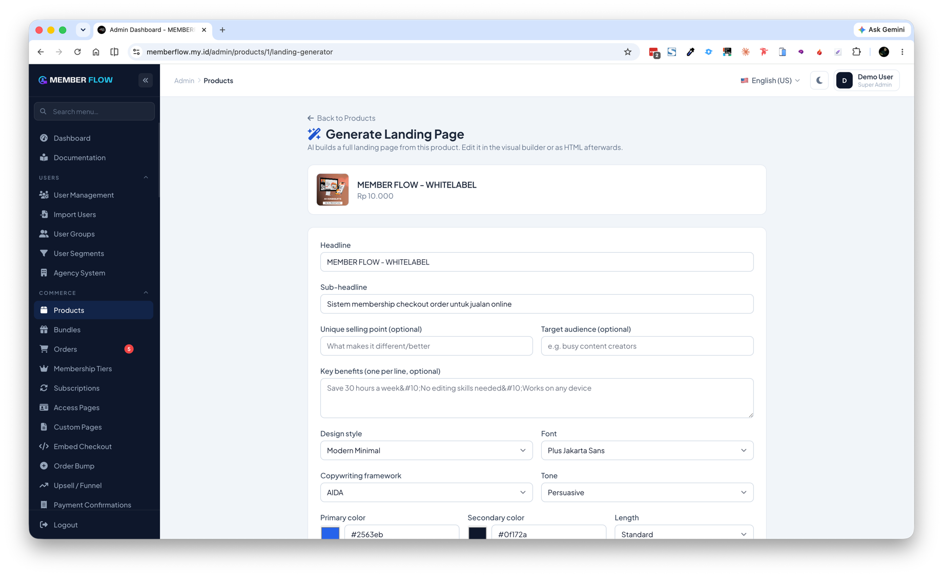 Generate Landing Page AI