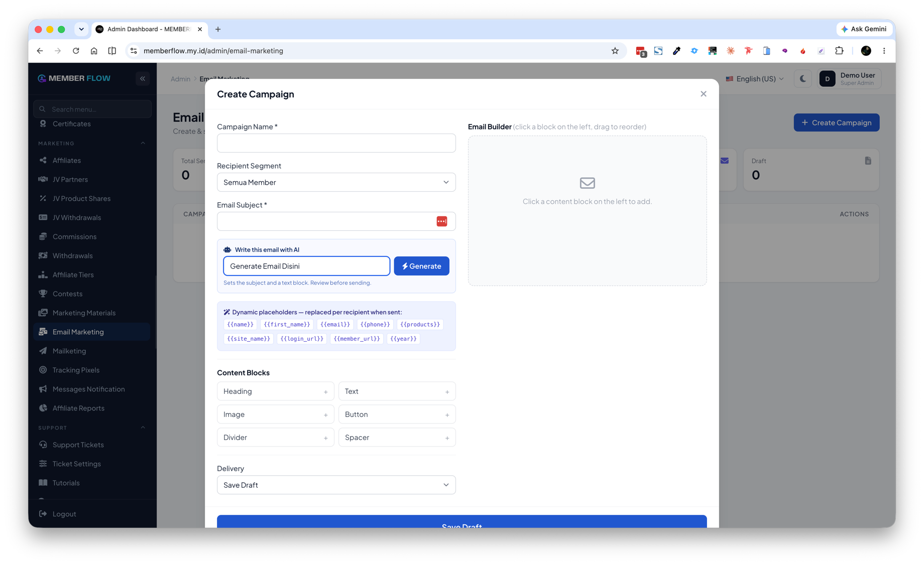 Generate Email Campaign