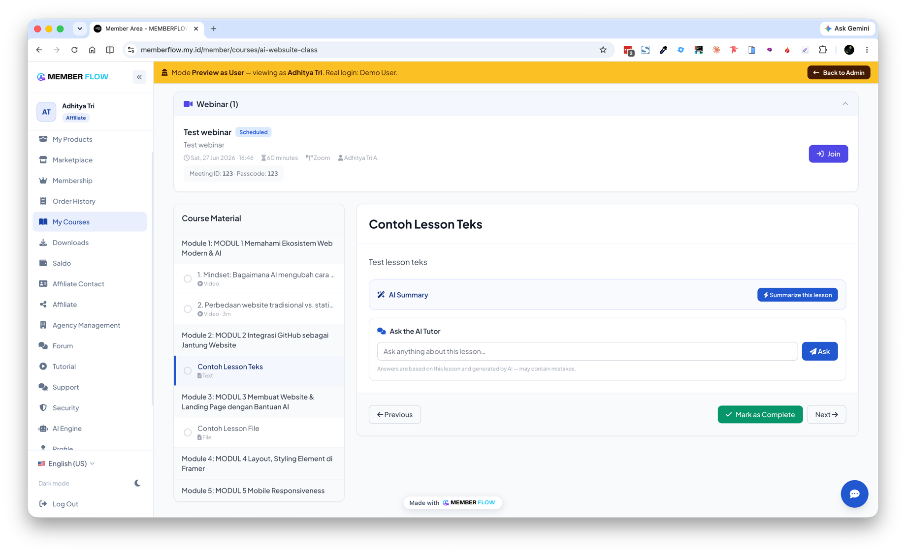 AI Summary & Tutor LMS