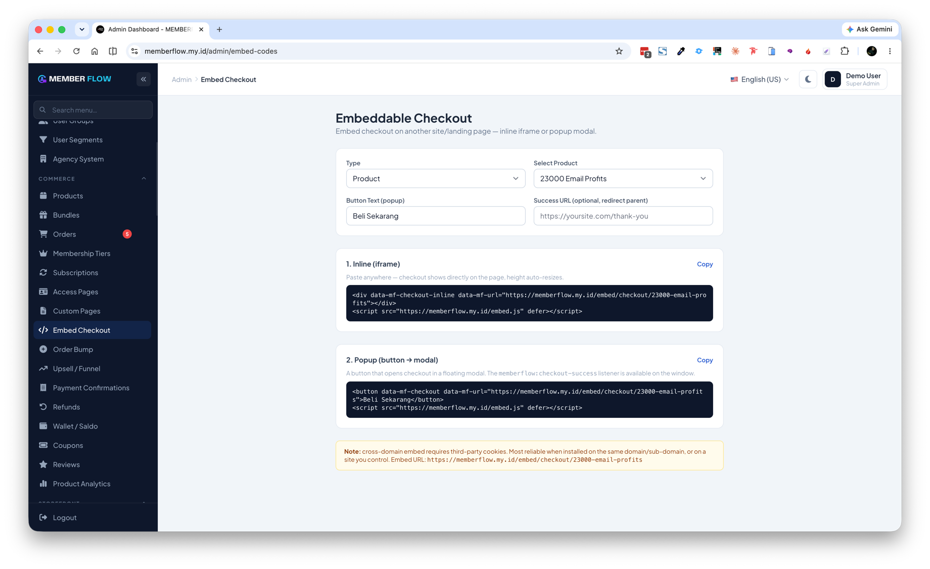 Embed Checkout