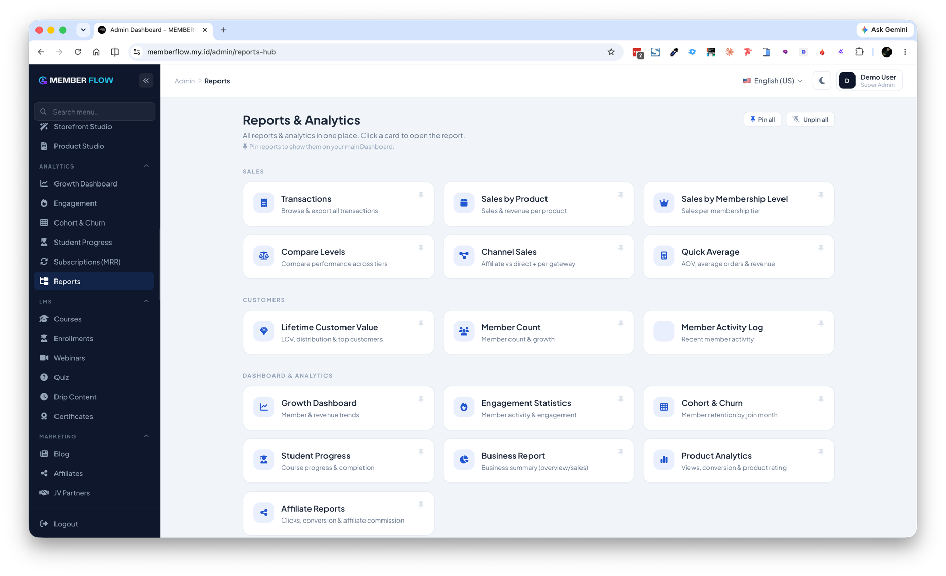 Reports Hub