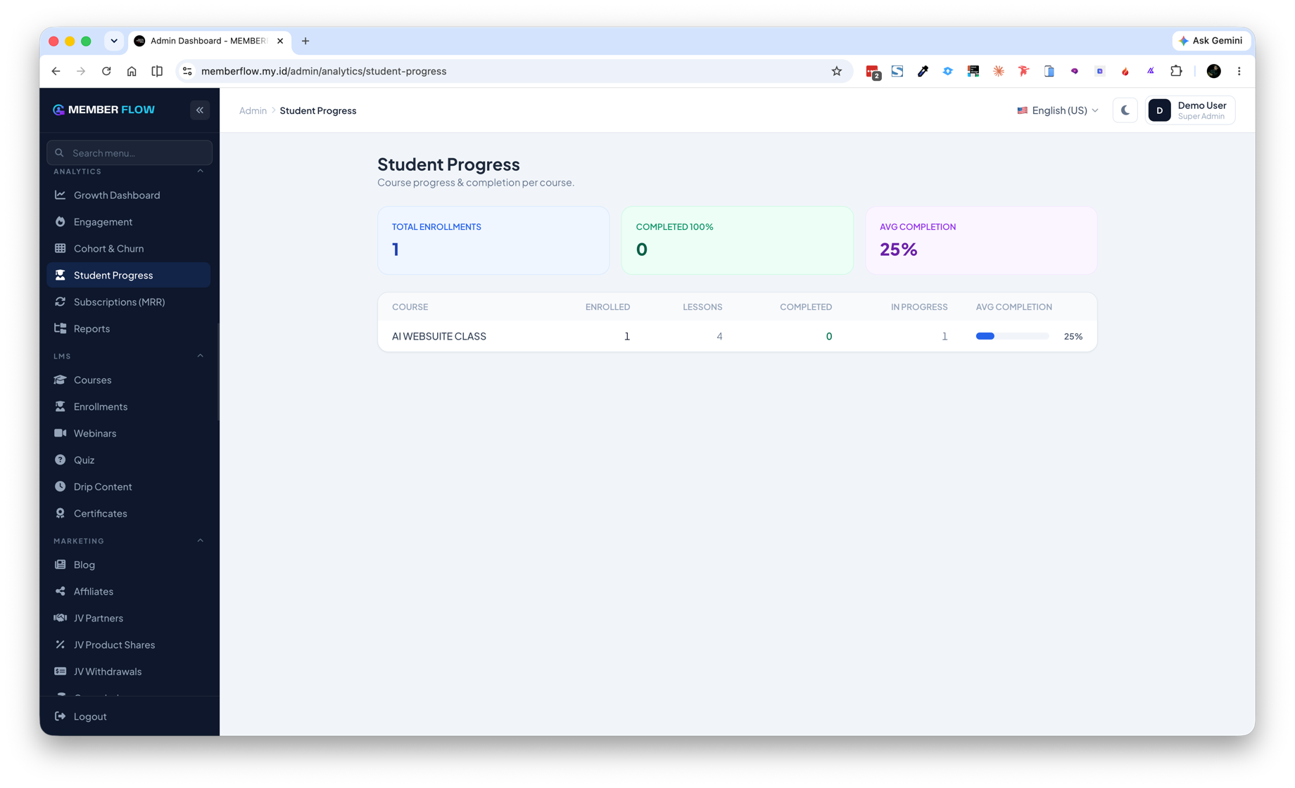 Product & Student Progress